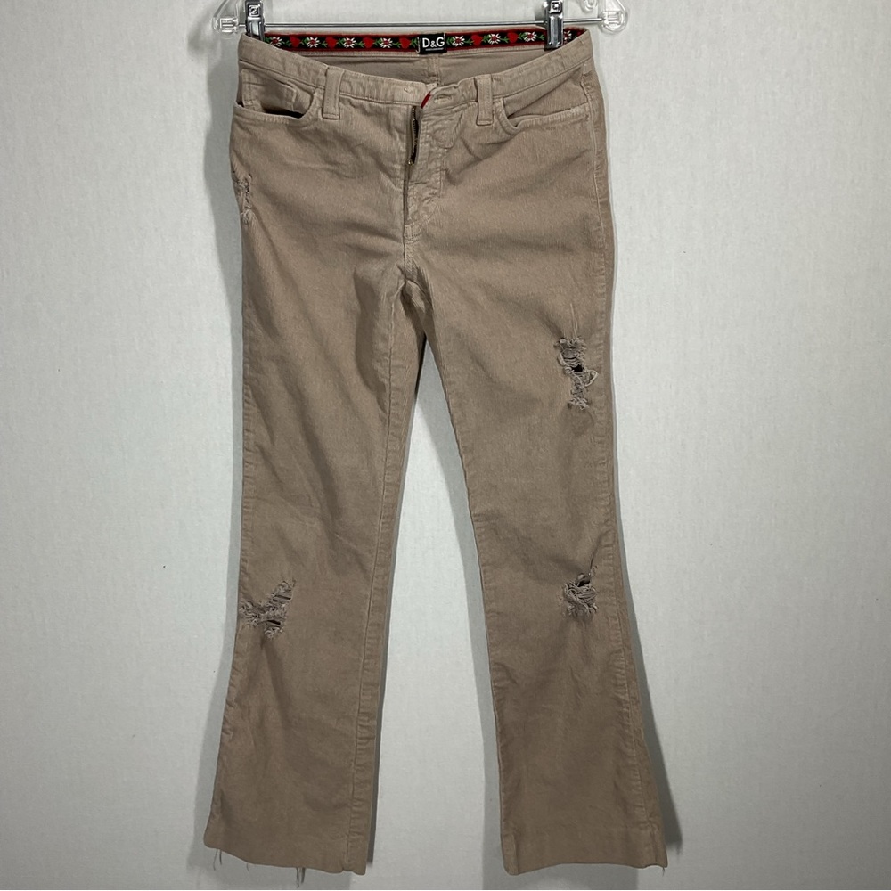 D&G Vintage Designer Cream Corduroy Pants in Size 42 Euro y2k